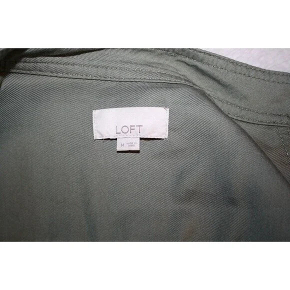 Ann Taylor LOFT Army Green Military Style Jacket Size Medium Cinch waist Utility - Picture 10 of 11